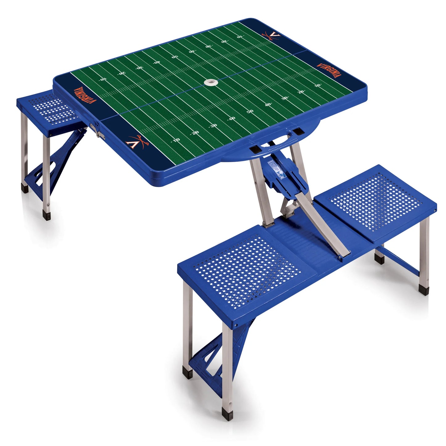 Virginia Cavaliers NCAA portable folding table with 4 seats, durable ABS table, foldable design, officially licensed by Picnic Time