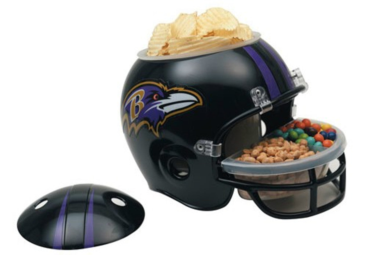 Baltimore Ravens NFL Snack Helmet, 10"x12", dual snack compartments, dishwasher/microwave safe, made in USA.