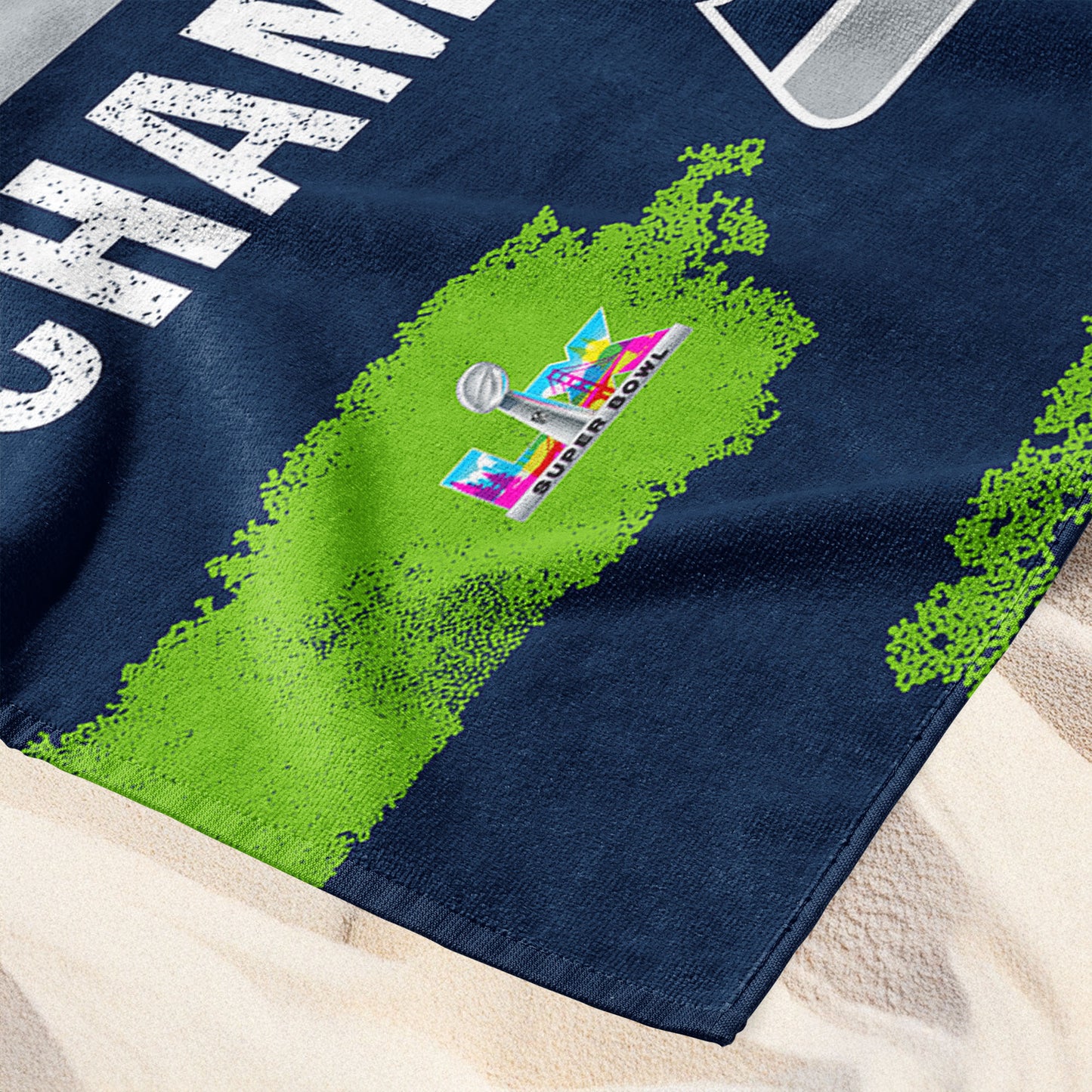 NFL Super Bowl 2026 Seattle Seahawks Champs Barbary Beach Towel - 30x60 inches