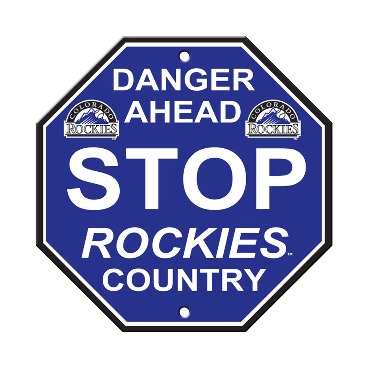 Colorado Rockies MLB stop sign wall decor in team colors, durable plastic, officially licensed Fremont Die, 12x12 inch