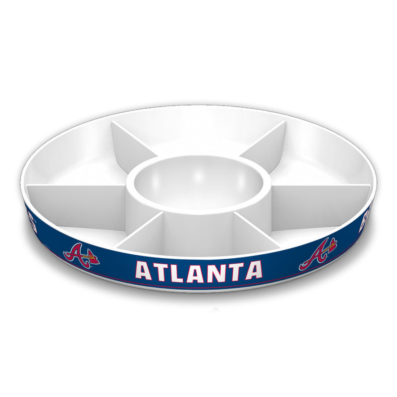 Atlanta Braves 14.5" melamine party platter with team colors and graphics, officially licensed MLB tray.