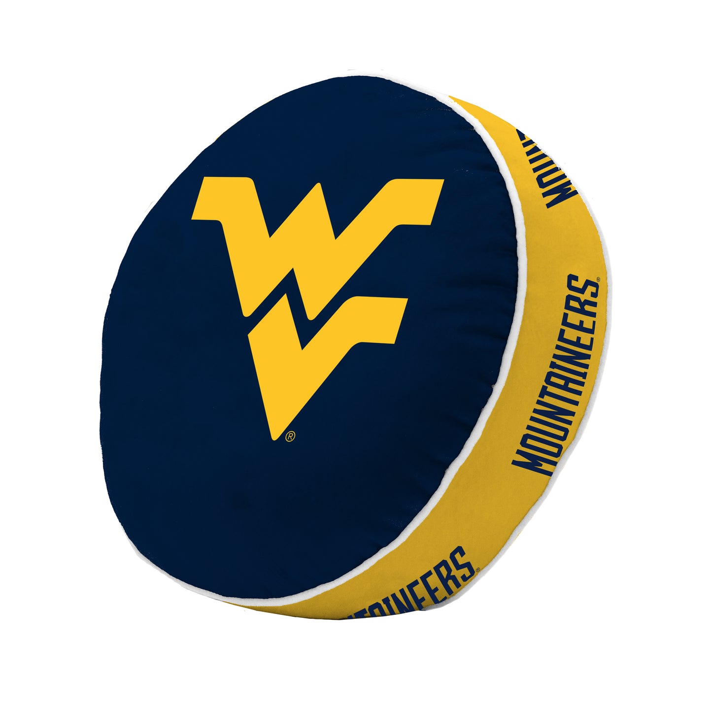 West Virginia Mountaineers NCAA puff pillow 15 x 15 x 4 inches with plush fill and bold team graphics