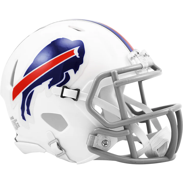 Buffalo Bills 2011-2020 throwback speed mini helmet, 5.5 inch half scale, metal faceguard, Riddell NFL
