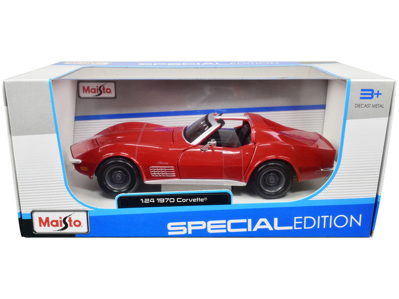 1970 Chevrolet Corvette Convertible red diecast model car in original packaging, labeled as a 'Special Edition' by Maisto.