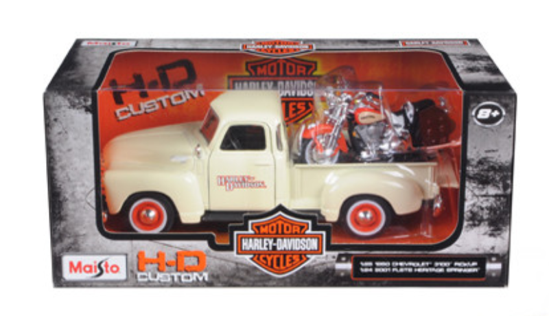 Maisto 1950 Chevy Pickup & 2001 Harley-Davidson Diecast Models 