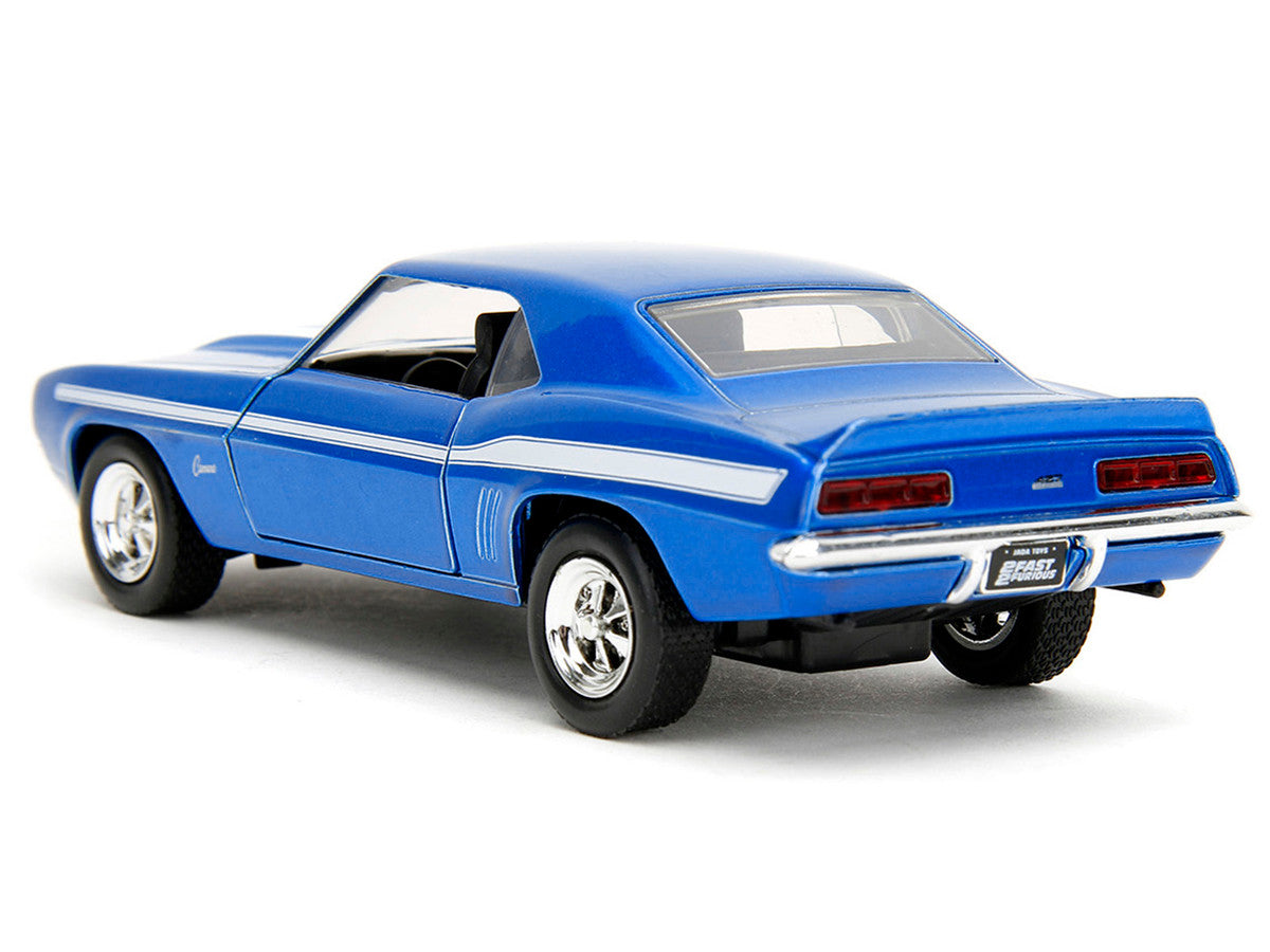 1969 Chevrolet Camaro Blue Metallic with White Stripes "2 Fast 2 Furious" (2003) Movie "Fast & Furious" Series 1/32 Diecast Model Car by Jada