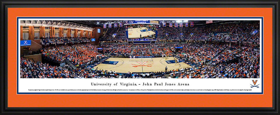 Virginia Cavaliers John Paul Jones Arena panoramic framed NCAA picture by Blakeway Panoramas - Double Matting.