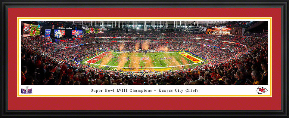 2024 Super Bowl LVIII Champions Kansas City Chiefs panoramic framed picture by Blakeway Panoramas - Double Matting