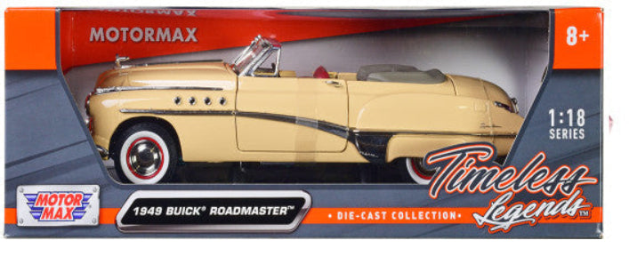 1949 Buick Roadmaster Cream with Red Interior 1/18 Diecast Model Car by Motormax
