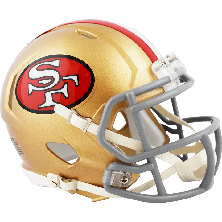 San Francisco 49ers 1964–1995 Throwback Speed Mini Helmet by Riddell, 5.5" collectible ideal for autographs.