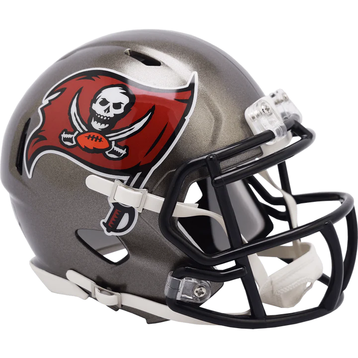 Tampa Bay Buccaneers 1997-2013 throwback speed mini helmet, 5.5 inch half scale, metal faceguard, Riddell