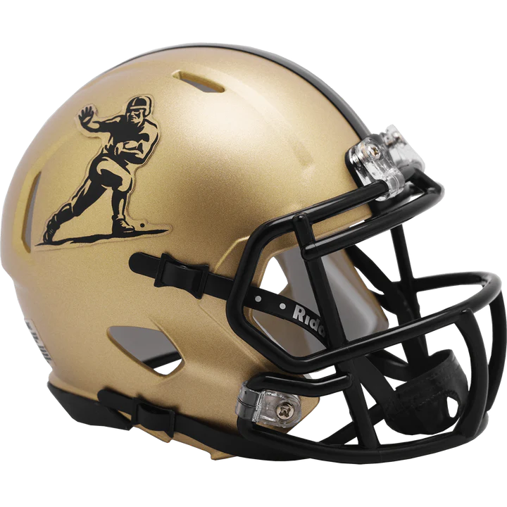 Heisman Trophy NCAA Gold Speed Mini Helmet by Riddell, half-scale collectible perfect for autographs.