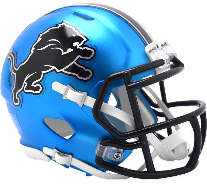 Detroit Lions 2024 On-Field Alternate Mini Speed Helmet by Riddell, 5.5" collectible great for autographs.