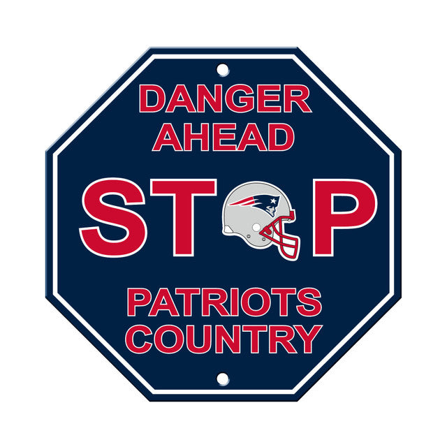 New England Patriots 12" x 12" plastic stop sign with official team graphics – NFL licensed by Fremont Die