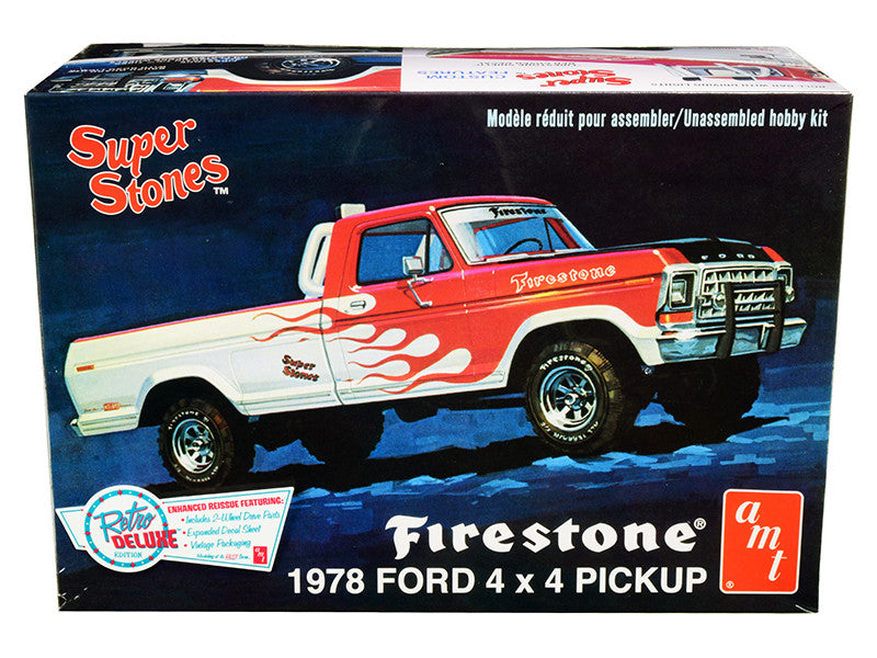 AMT 1978 Ford 4x4 Pickup Truck Firestone Super Stones 1/25 scale Skill 2 plastic model kit