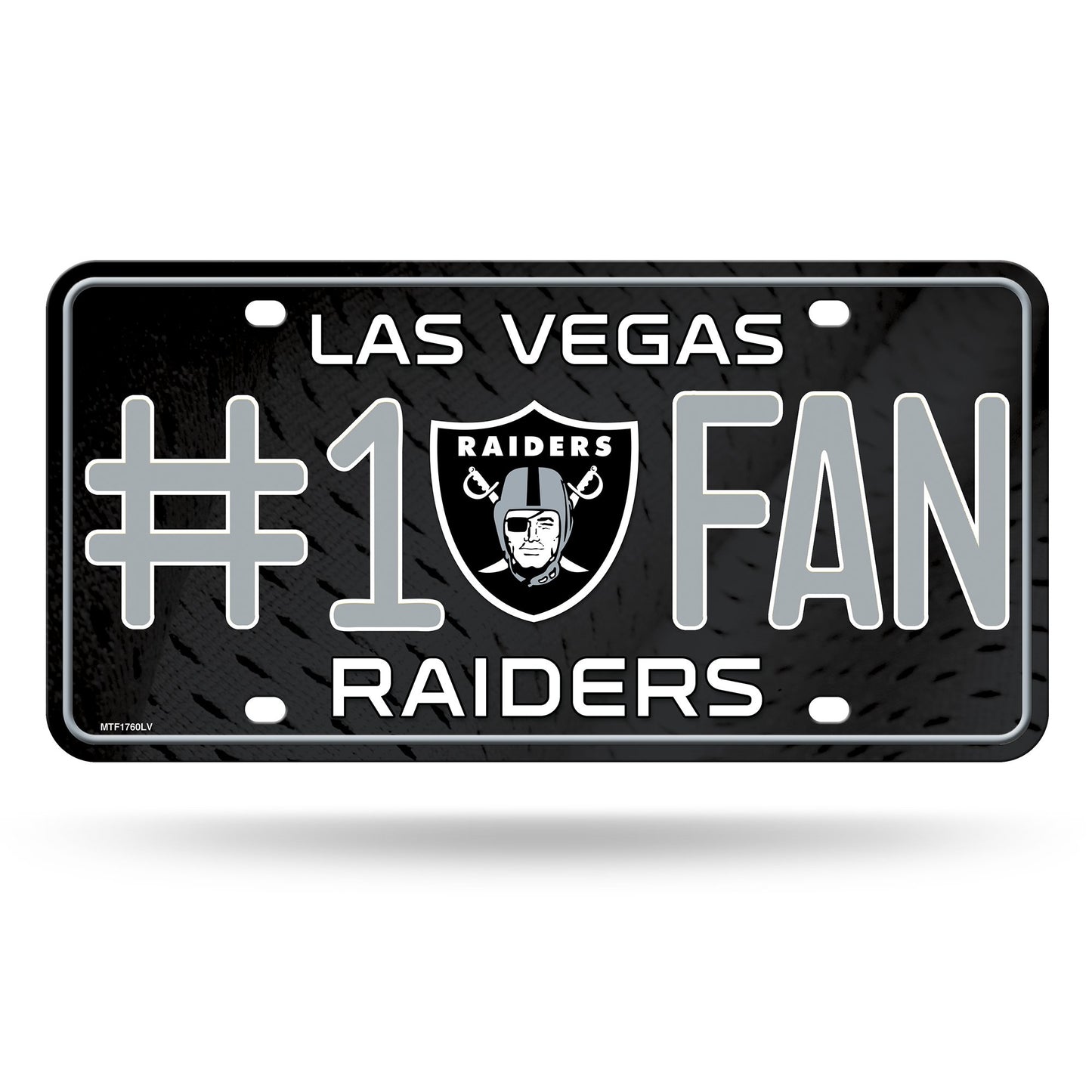 Las Vegas Raiders #1 Fan NFL Metal License Plate by Rico, 6x12 durable metal, officially licensed with team colors.