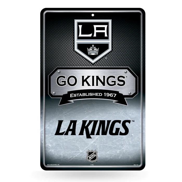 Los Angeles Kings NHL 11x17 embossed metal wall sign with team name and established date by Rico Industries