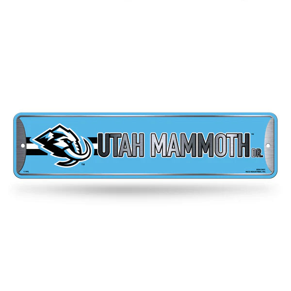 Utah Mammoth NHL 4" x 15" metal street sign with team colors and graphics, officially licensed by the league.