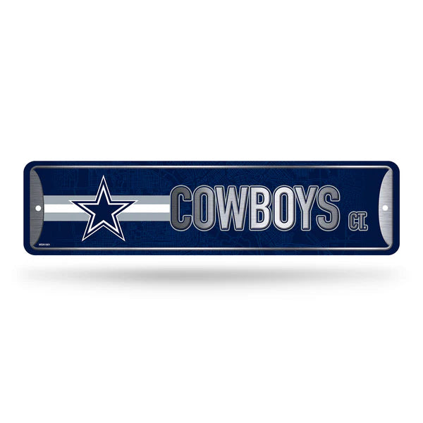 Dallas Cowboys NFL 4"x15" metal street sign with team colors and graphics, officially licensed by Rico.