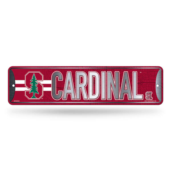 Stanford Cardinal 4x15 NCAA metal street sign with team colors and graphics, officially licensed by Rico Industries.