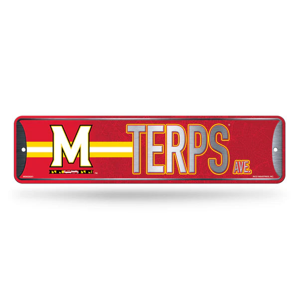 Maryland Terrapins 4x15 NCAA metal street sign with bold team graphics and colors, officially licensed by Rico Industries.