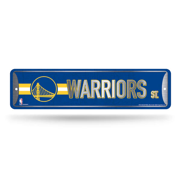 Golden State Warriors 4x15 NBA metal street sign with bold team colors and graphics, officially licensed by Rico.