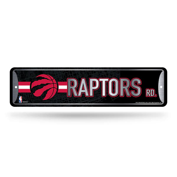 Toronto Raptors 4x15 NBA metal street sign with bold team colors and graphics, officially licensed by Rico Industries.