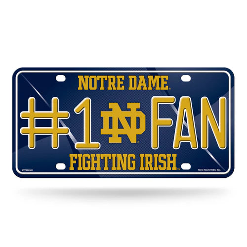 Notre Dame Fighting Irish 6"x12" Metal License Plate by Rico. Team colors and graphics, Officially licensed and predrilled holes.