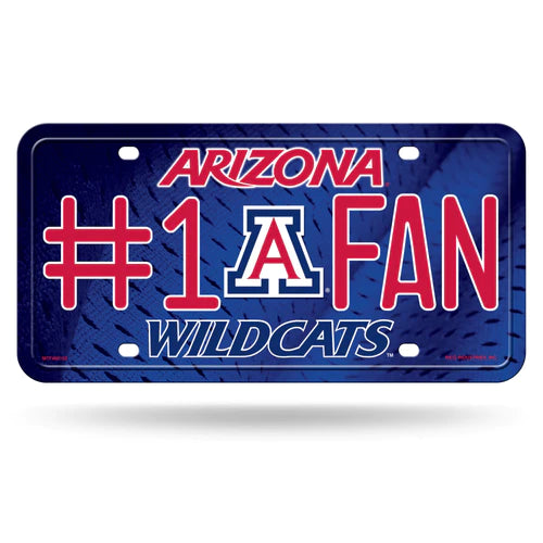 Arizona Wildcats #1 Fan metal license plate with bold team colors and graphics by Rico Industries