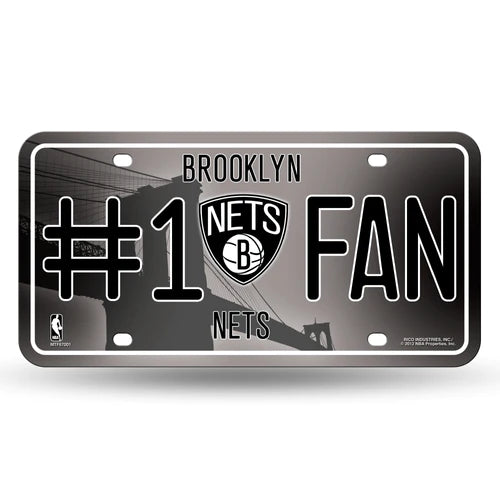 Brooklyn Nets #1 Fan NBA metal license plate, 6x12 auto tag with team colors and graphics by Rico