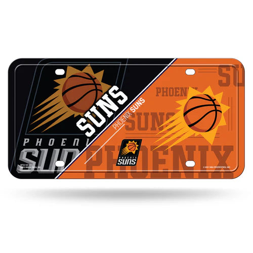 Phoenix Suns 6x12 split design metal license plate with bold team colors and graphics, officially licensed NBA plate
