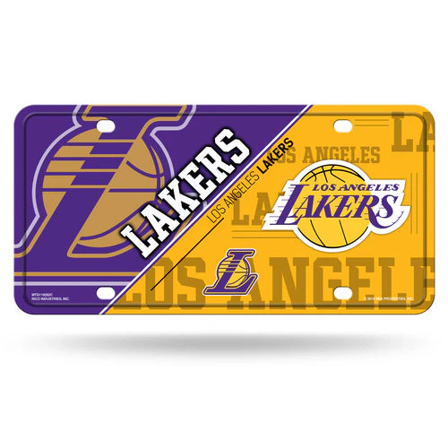 Los Angeles Lakers NBA metal auto license plate, 6x12 inches, official team colors, basketball fan décor