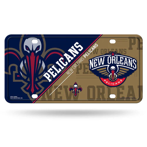New Orleans Pelicans 6x12 Aluminum Auto License Plate Tag with Team Colors and Graphics
