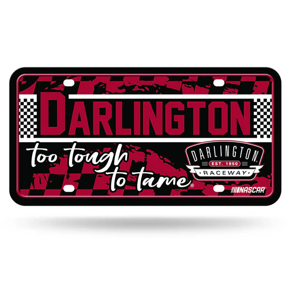 Darlington Raceway NASCAR metal auto license plate, 6x12 inches, official raceway graphics, fan vehicle décor