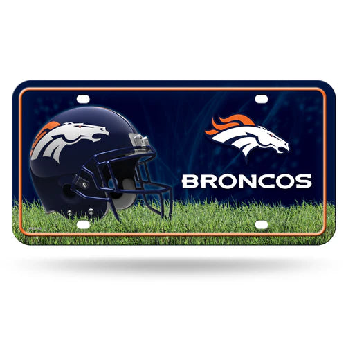Denver Broncos 6x12 metal license plate with vibrant team colors and graphics, officially licensed by the NFL