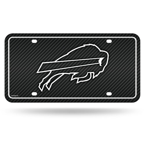 Buffalo Bills NFL metal license plate, carbon fiber design, 6x12 inches, officially licensed by NFL