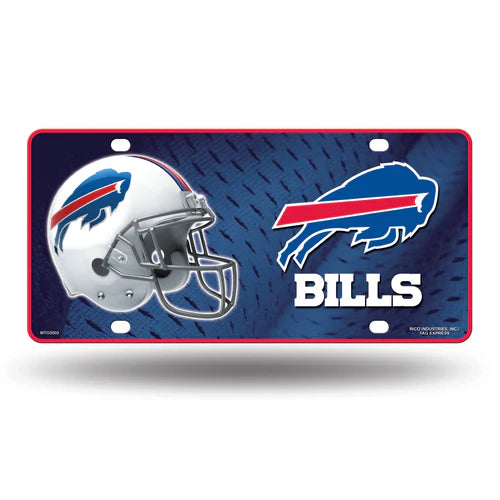 Buffalo Bills Metal License Plate: Officially licensed NFL, team colors & graphics. 6"x12". Made by Rico