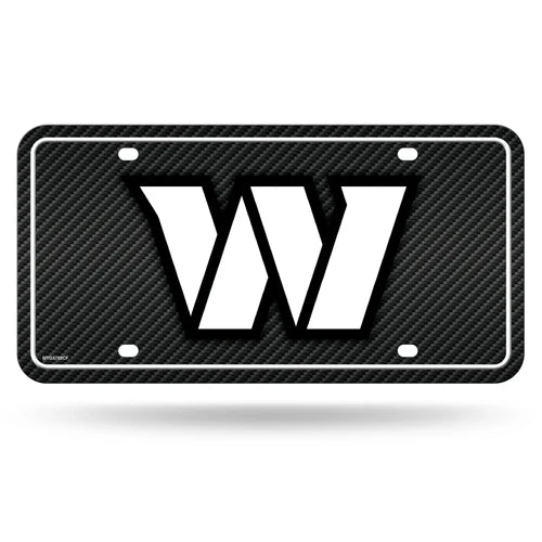 Washington Commanders carbon fiber design metal license plate with team graphics, officially licensed by the NFL.