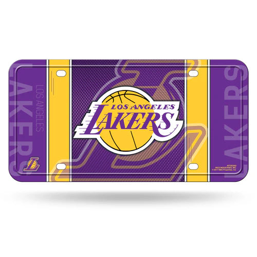 Los Angeles Lakers NBA metal license plate, 6x12 inches, official team graphics, basketball fan auto décor