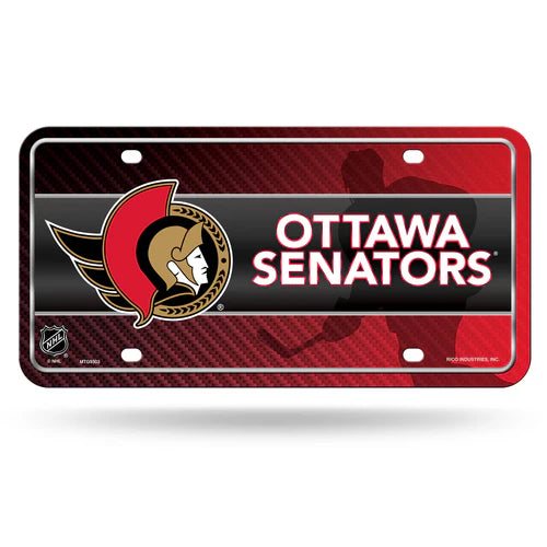 Ottawa Senators NHL metal aluminum license plate 6x12 with team colors and official graphics