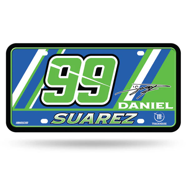 Daniel Suárez NASCAR metal license plate with driver name and car number, 6x12 inch officially licensed décor