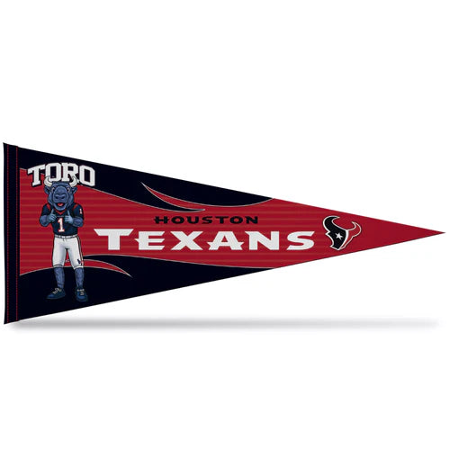 Houston Texans 12x30 NFL mascot design soft felt pennant with bold team graphics and colors by Rico Industries