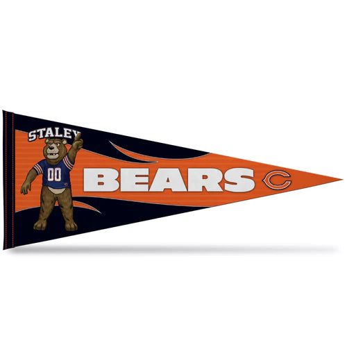 Chicago Bears NFL pennant, 12"x30", made of soft felt with official team graphics and colors, licensed by the NFL.