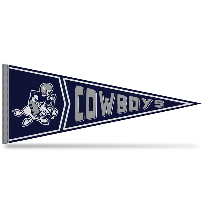 Dallas Cowboys 12x30 retro soft felt pennant by Rico with classic team colors and NFL-approved graphics.