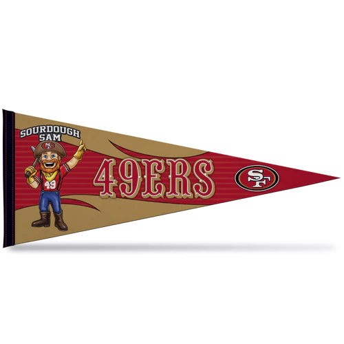 San Francisco 49ers 12x30 soft felt NFL pennant with bold team graphics and colors, officially licensed by Rico.