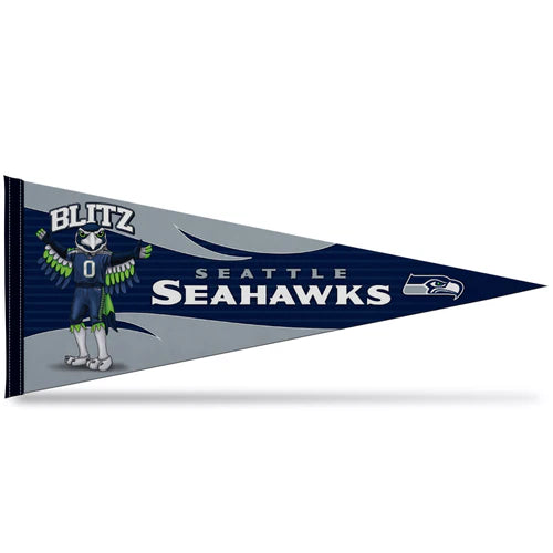 Seattle Seahawks 12" x 30" felt pennant with team colors and graphics, officially licensed NFL fan collectible.