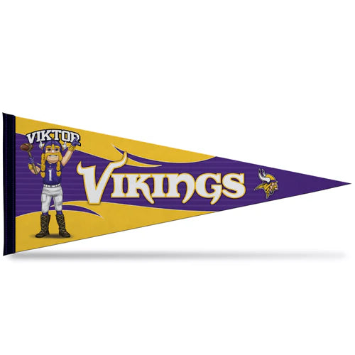 Minnesota Vikings 12" x 30" felt pennant with team graphics and colors, officially licensed NFL collectible.