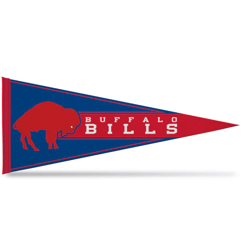 Buffalo Bills 12x30 NFL soft felt pennant with retro graphics and bold team colors by Rico Industries
