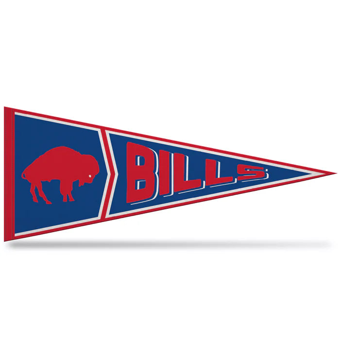 Buffalo Bills NFL retro pennant, 12x30 soft felt banner featuring vintage team colors and graphics, by Rico Industries.