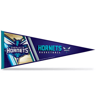 Charlotte Hornets NBA retro pennant, 12"x30", soft felt with vintage team graphics and colors, officially licensed, made by Rico.
